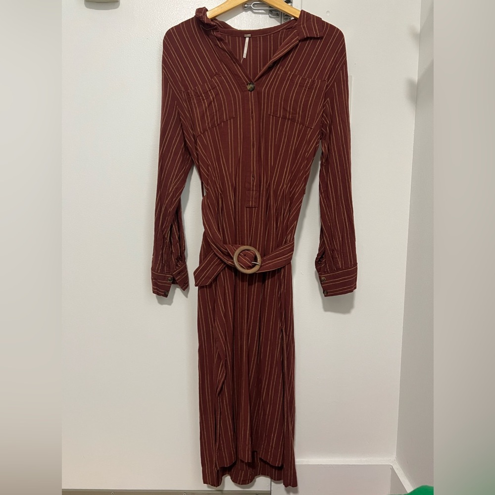 Free People Button Up Dress with Belt | S
